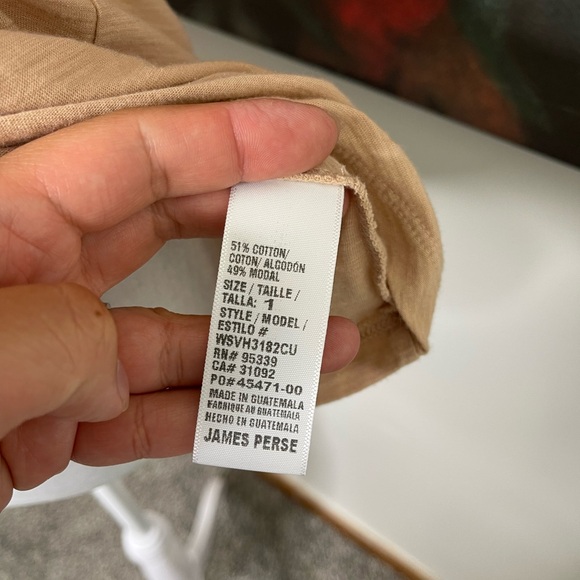 James Perse NWOT Tan Scoop Neck T-shirt Sz 1/S Minimalist Contemporary Chic - Picture 6 of 10